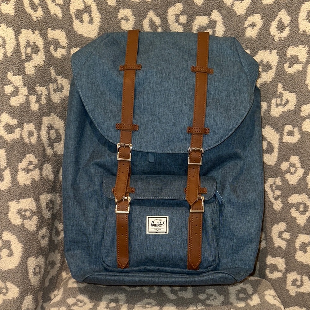 Herschel Supply Company Blue Backpack with Brown Straps